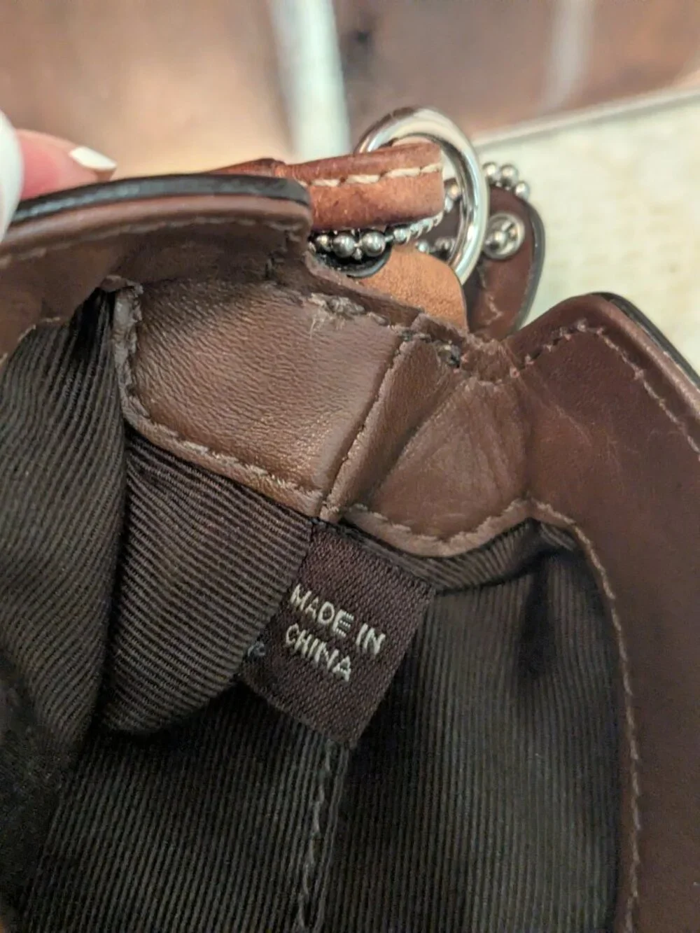 Coach Turnlock Brown Signature Wristlet Mini bag